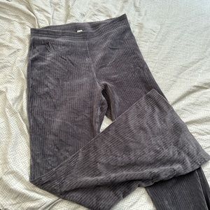 Aerie Gray Velvet Flared Lounge Pants
